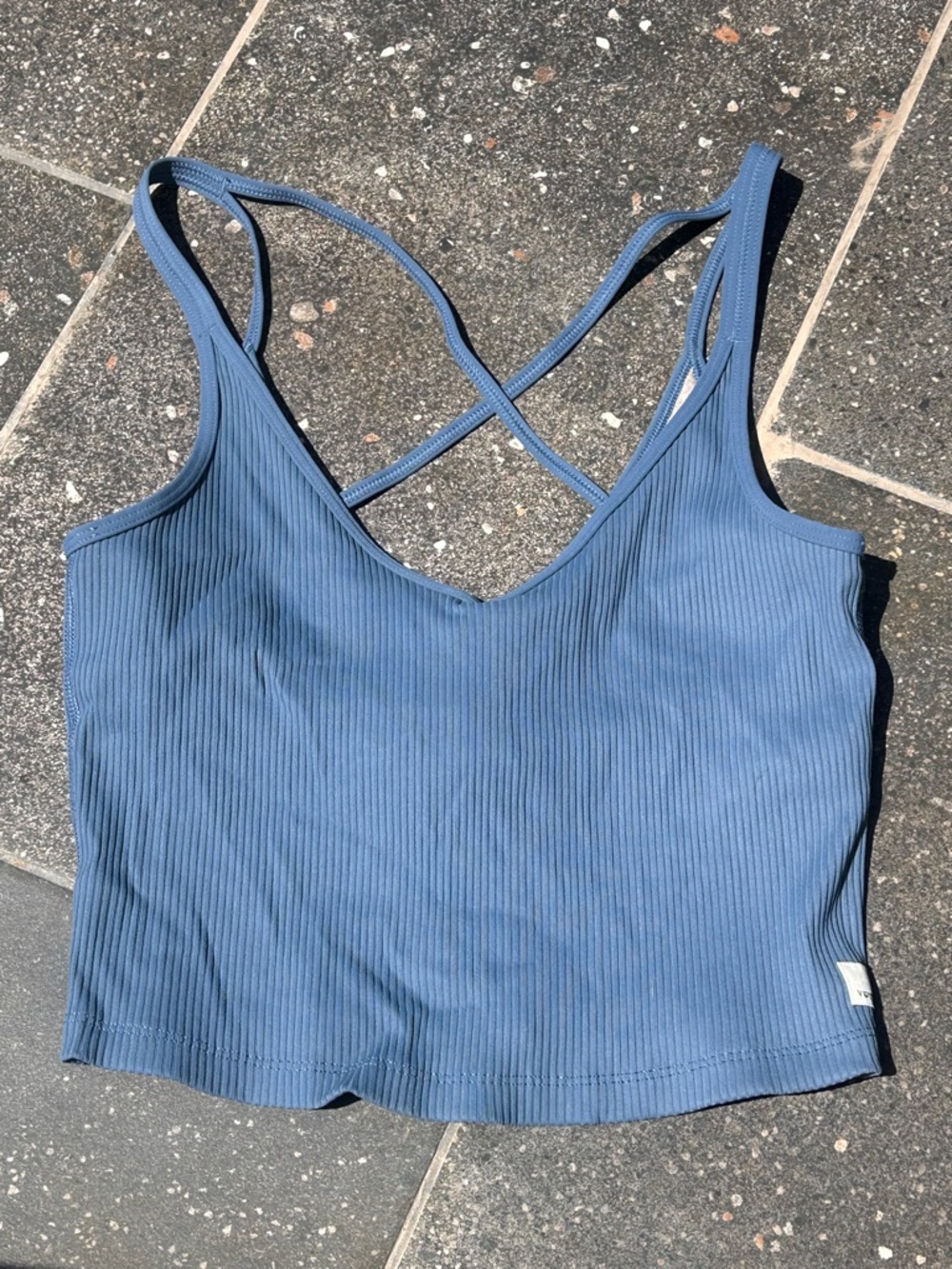 Vuori Blue Ribbed Crossback Tank Top